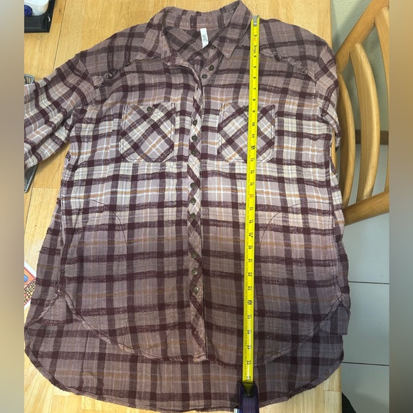 Free People Dip Dye Flannel Buttondown - Picture 11 of 11